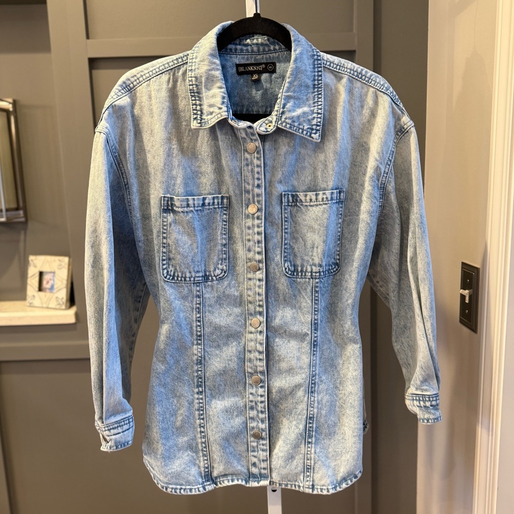 BLANK NYC Cinched Denim Shirt Size XS